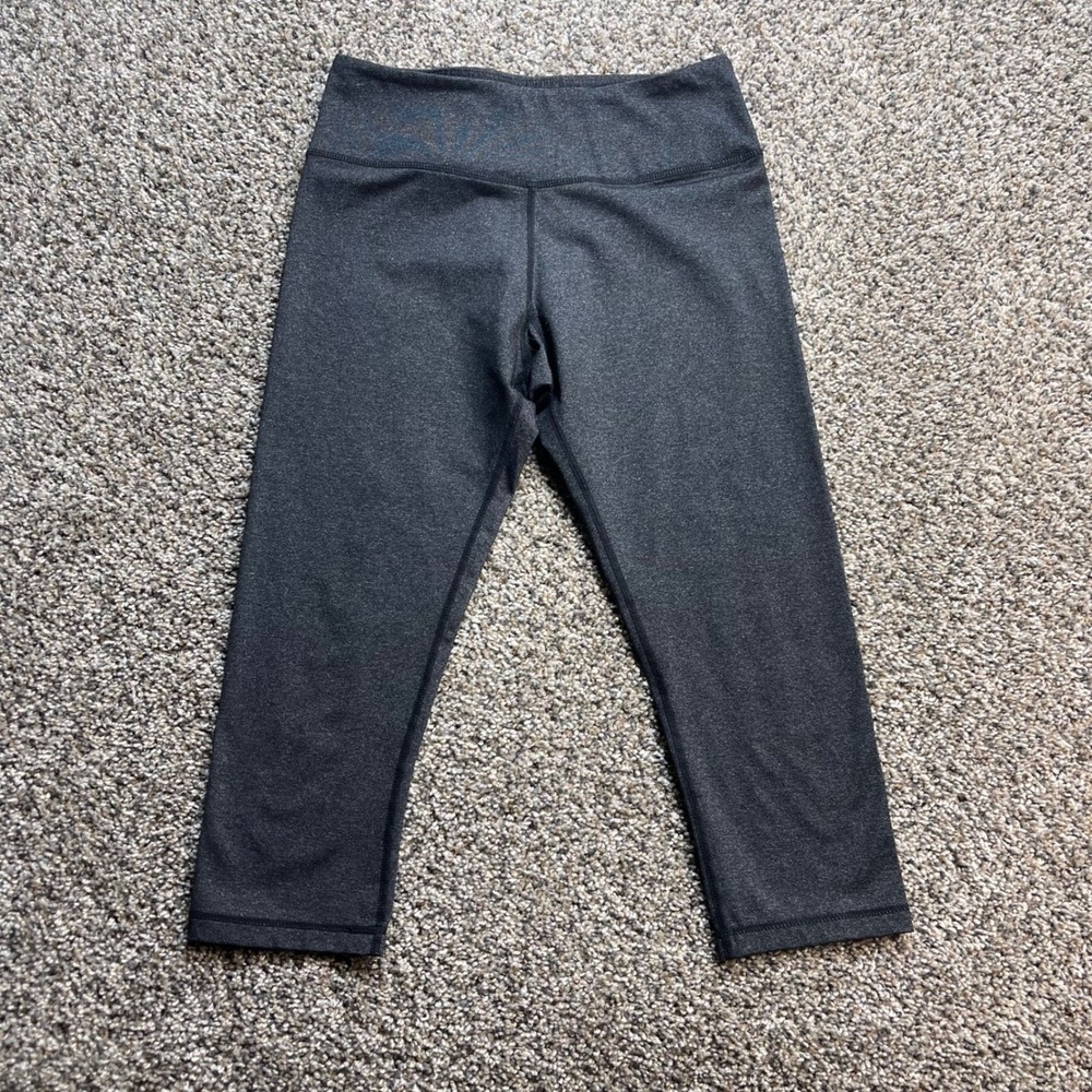Lululemon Wunder Under Crop Womens 8 Leggings Heathered Charcoal Gray Yoga Pants